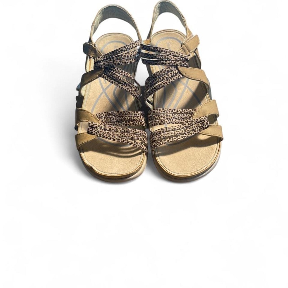 Baretraps Nylah Tan Leopard Multi Strap Wedge Sandals Womens 8.5M BTS21-10846